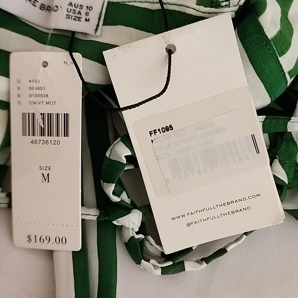 NWT Faithfull The Brand Milan Midi‎ Striped Dress Size Medium - Picture 10 of 14